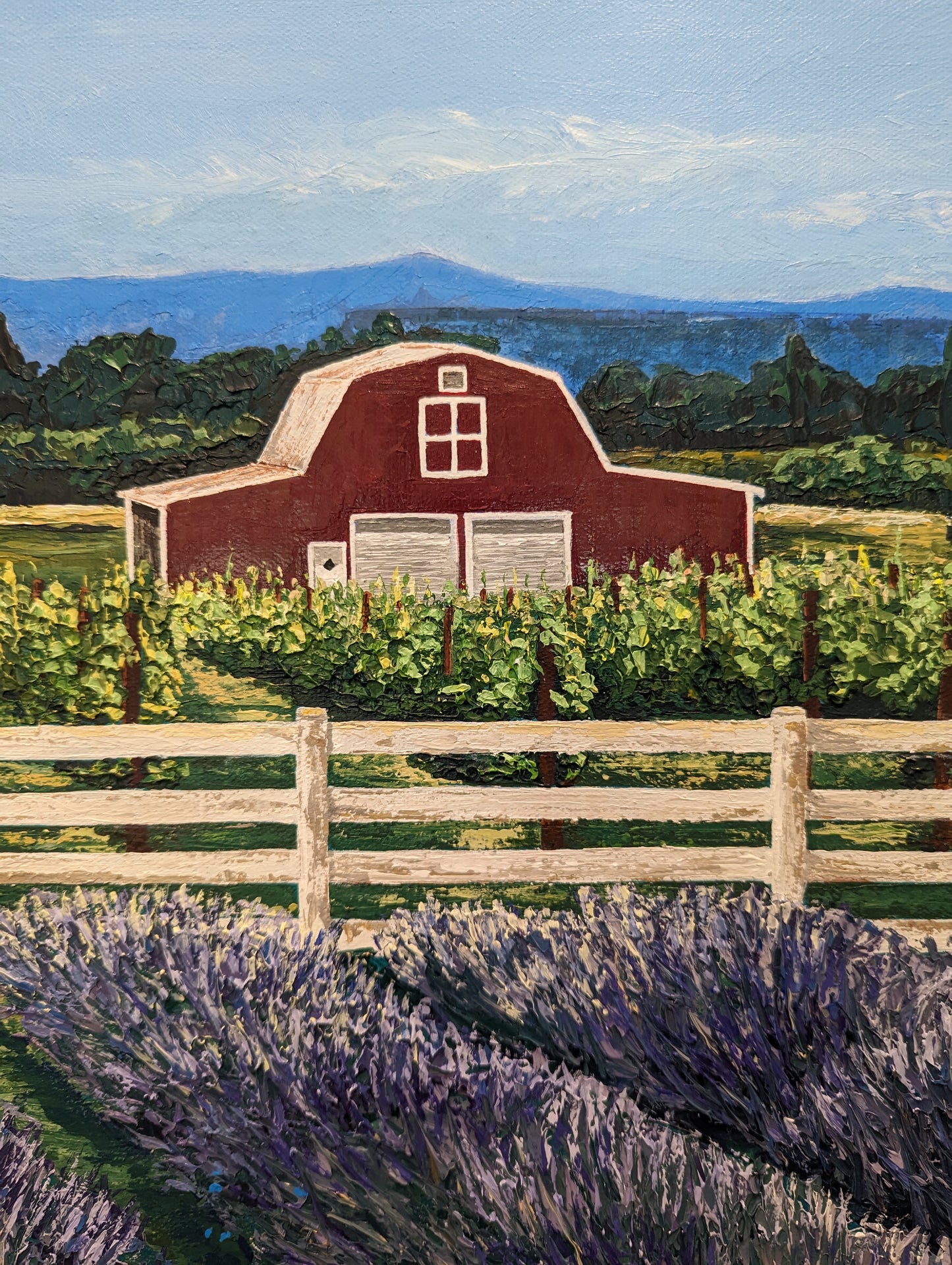 Rustic Charm amidst Lavender & Grapes- Original painting 20x20