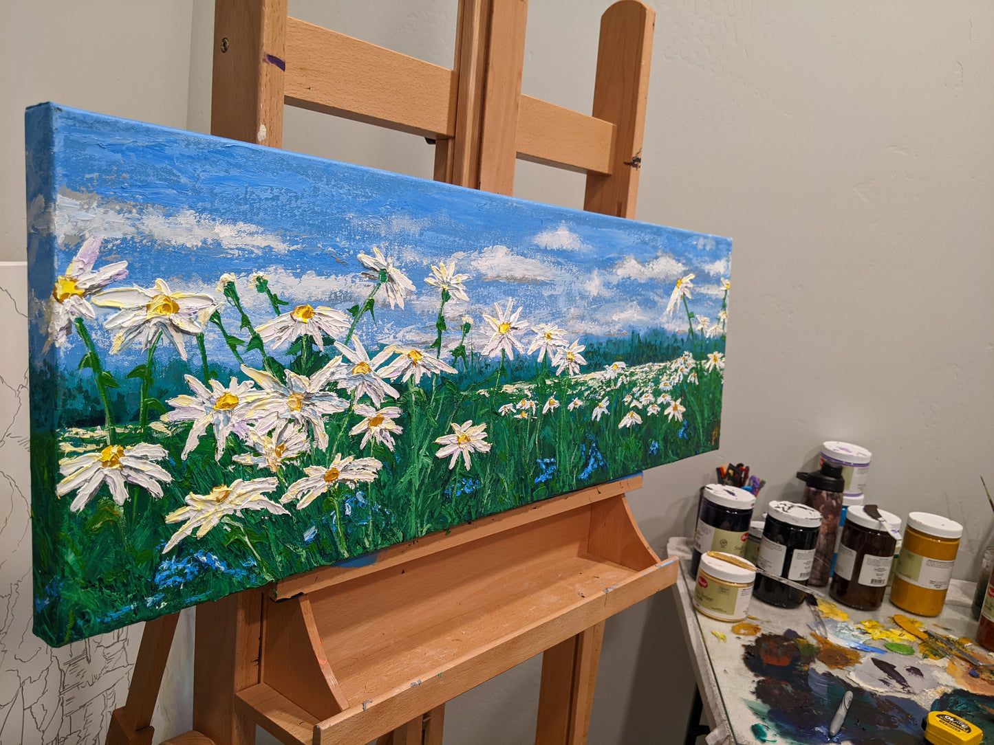 Demanding Daisies- Original painting 12x36