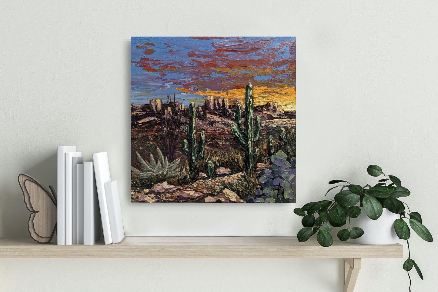 Saguaro Sunset- Original Painting 12 x 12