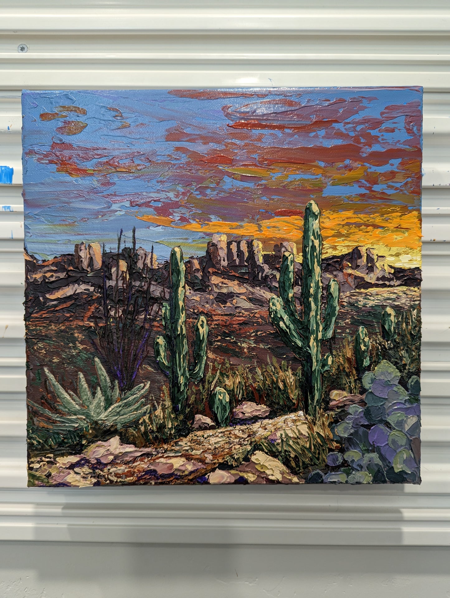 Saguaro Sunset- Original Painting 12 x 12