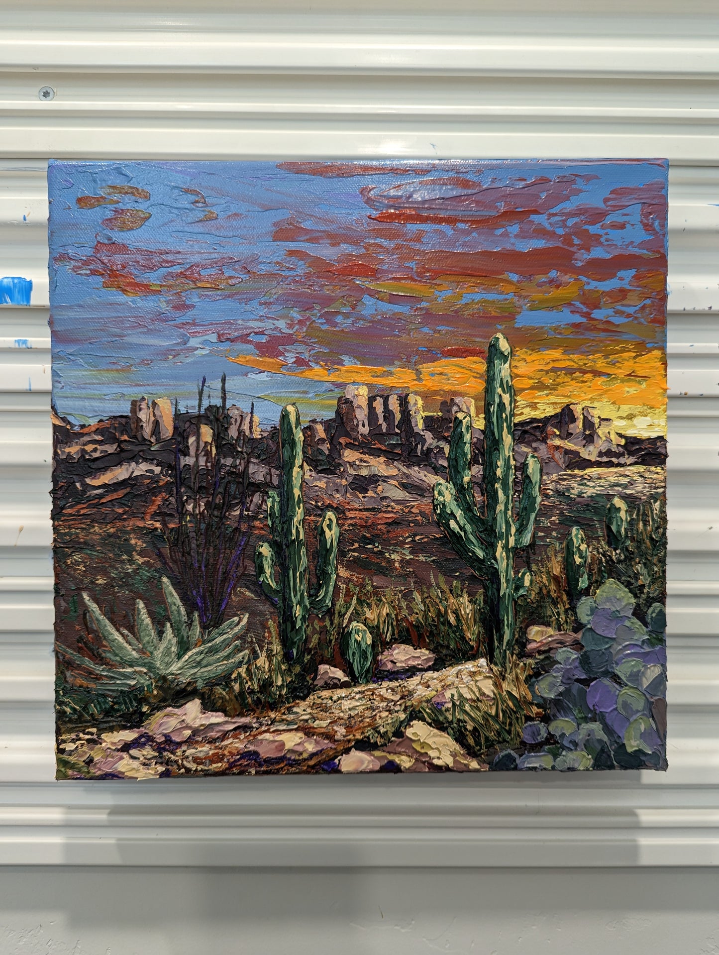 Saguaro Sunset- Original Painting 12 x 12