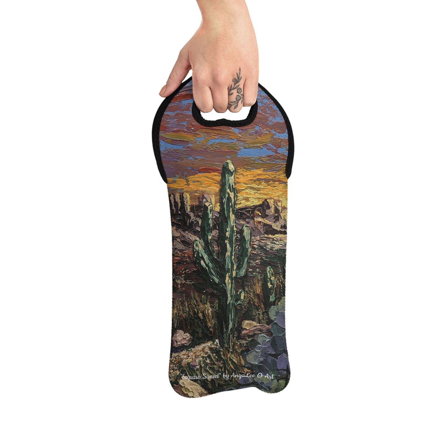 Wine Tote Bag- Saguaro Sunset